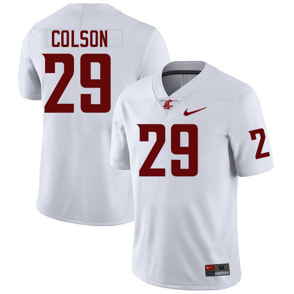 Men #29 Jamorri Colson Washington State Cougars College Football Jerseys Stitched-White